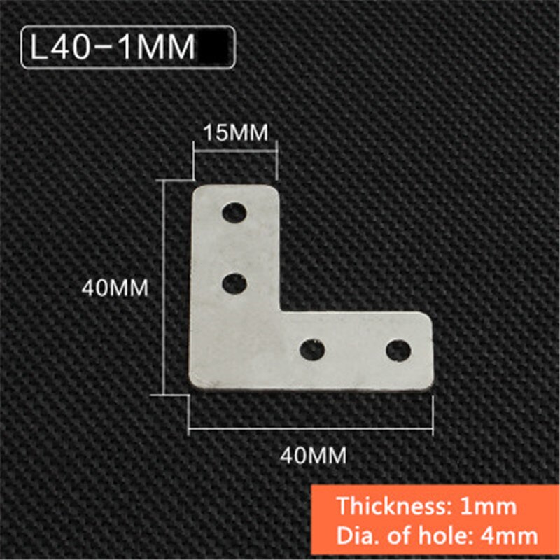 5 stks/partij Rvs Plain Hoek Beugel Satijn L T Vorm Board Ondersteuning Hoek Beugel Meubelbeslag Connectors: L40-1mm