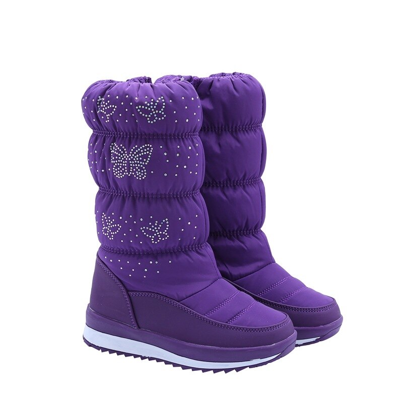SKHEK-bottes de neige pour filles, chaussures d'hiver chaudes pour filles, en peluche, imperméables, pour étudiantes: VIOLET / 33