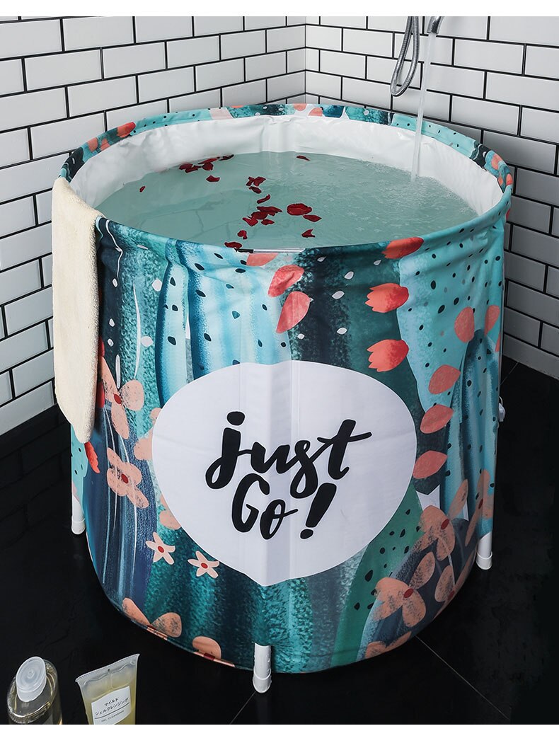 Nordic Bathtub Adults Non inflatable Bath Tub Portable Folding Thicken Eco-Friendly Cloth Deep Soaking Body Bath Barrel: style 4
