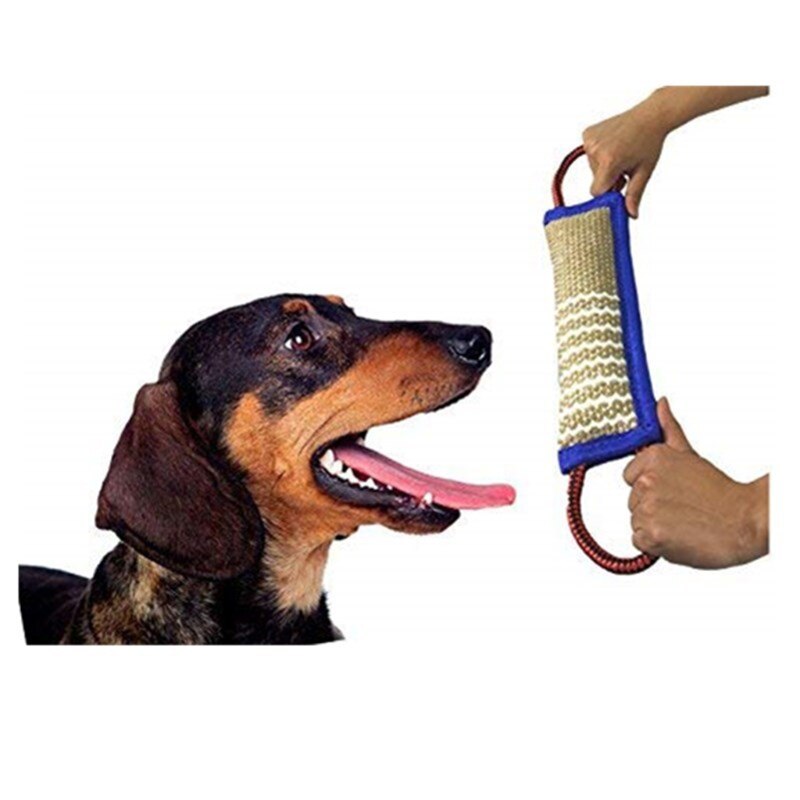 Durable Dog Bite Tug Toy with 2 Strong Handles Interactive Linen Dog Tear Bite Pillow Puppy Training Play Game Toy