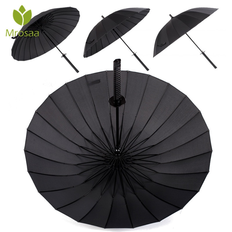 Langt håndtag stort vindtæt samurai sværd paraply japansk sol regn lige paraply automatisk åben 16k 24k parasol