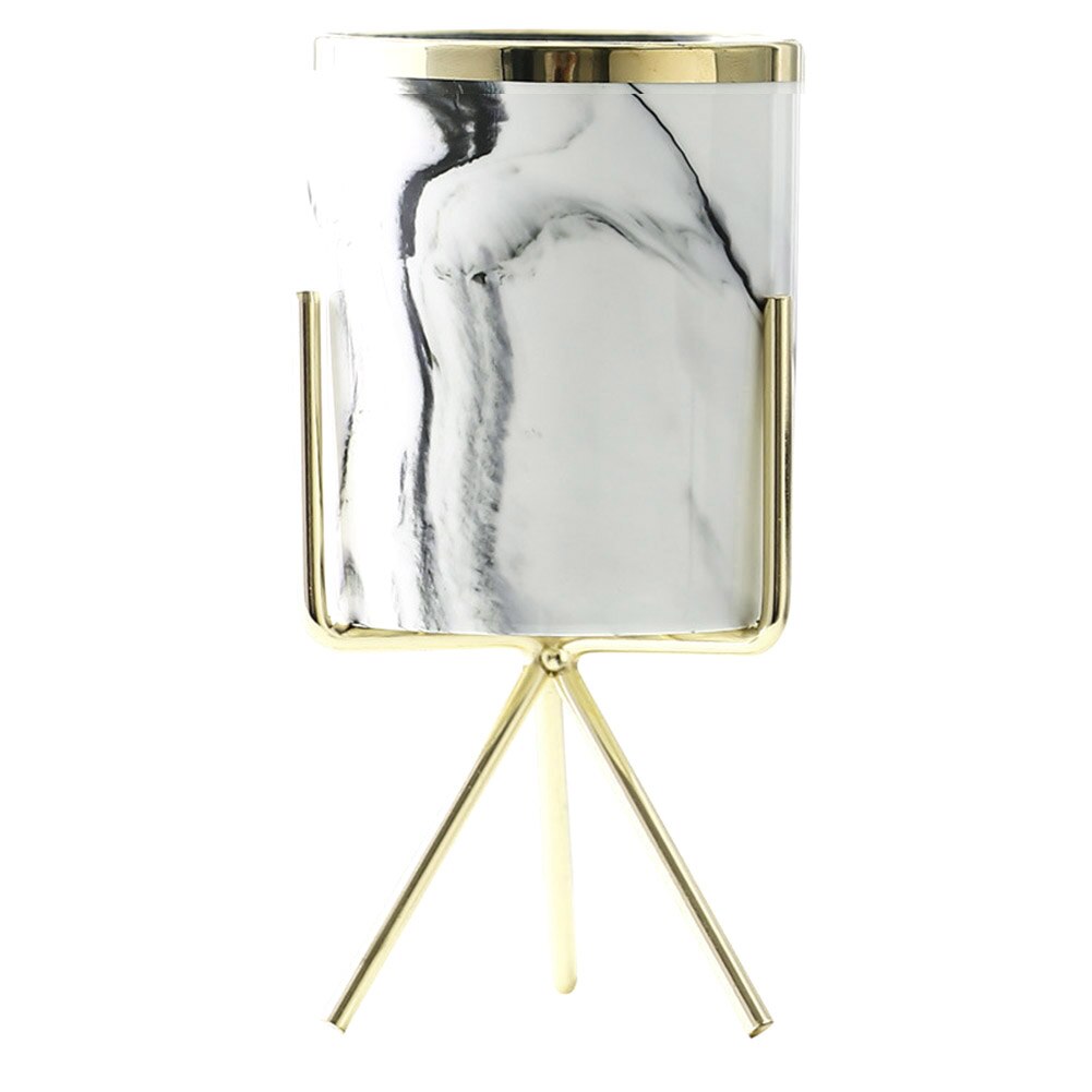2 stk nordisk blomsterpotte metalstander havehavebeslag keramisk blomsterpotteholder kunst plantebeholder planter hjemmekontorindretning: Jeg er gylden