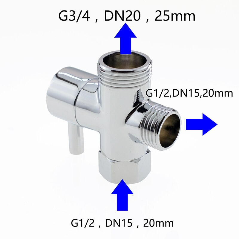 1/2 "messing ventil badeværelse bruser vandhane vand splitter bruser vandhane 3 vejs vandventil spraydyse konverter vandblander: Model a