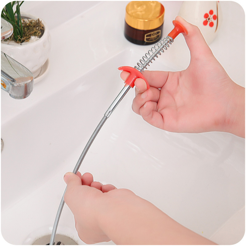 2Pcs Afvoer Snake Cleaning Sticks Baggeren Gereedschappen Verstoppen Remover Haar Haak Lente Pijp Drain Cleaner Gereedschap Keuken Gootsteen Huishoudelijke