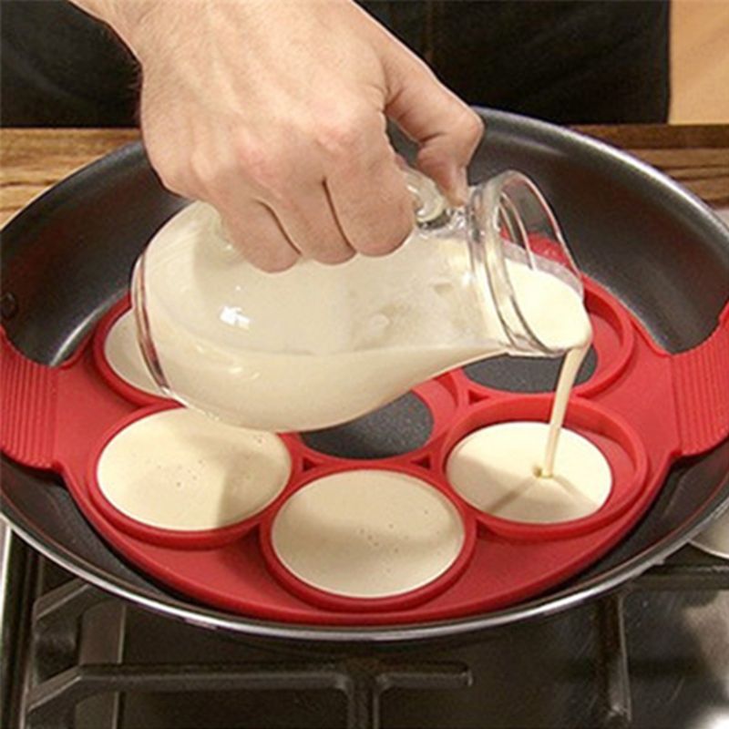 7 hullers rund jul silikone morgenmad stegt æg pandekage forme forme ringe omelet
