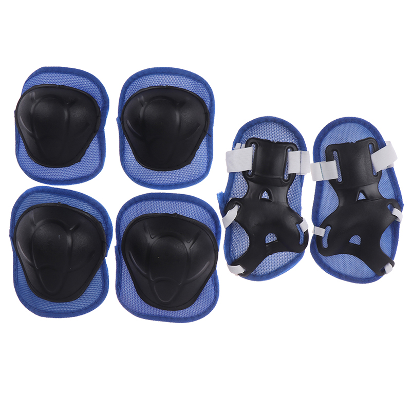 6 stk/set Elleboog Pads Fiets Skateboard Ice Skate Roller Knie Protector Voor Volwassen Kids Verstelbare Schaatsen Beschermende Gear Set: BL