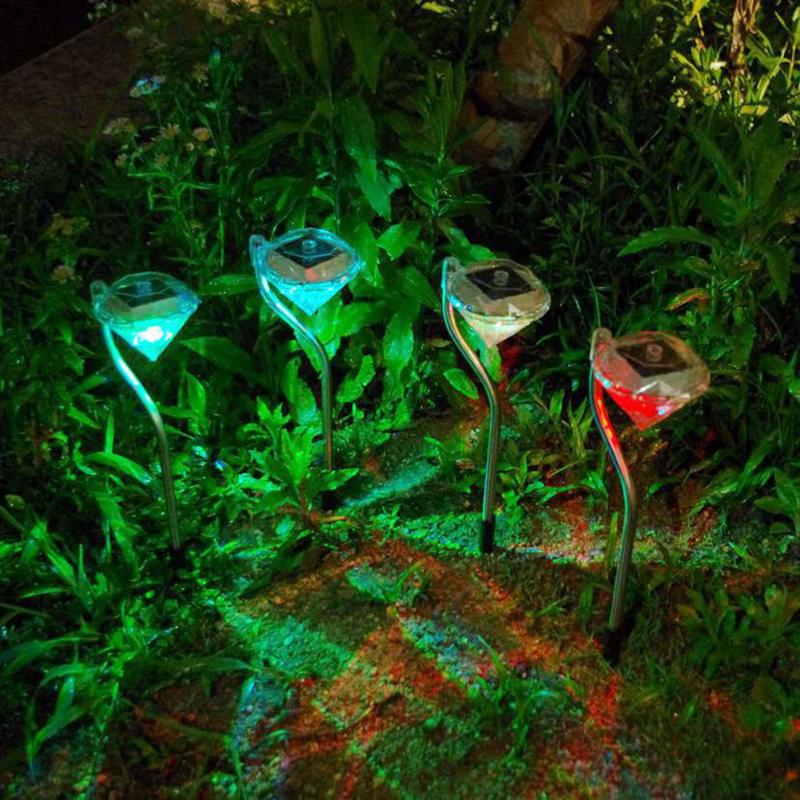 4 st solar led diamantlampa landskap innergårdsbelysning trädgårdsväg vägg gräsmatta dekoration utomhus villa ljus