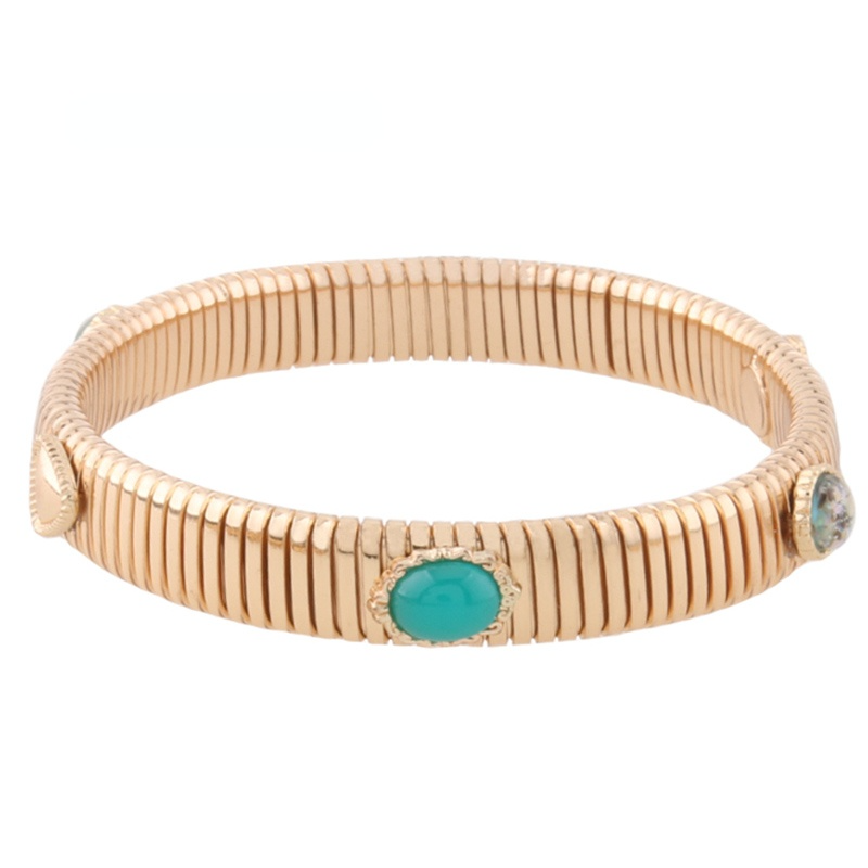 Braccialetti a catena a molla alla moda di moda braccialetti di marca in rame argentato donna manuale a gradiente aperto per regalo di gioielli con ciondoli nazionali