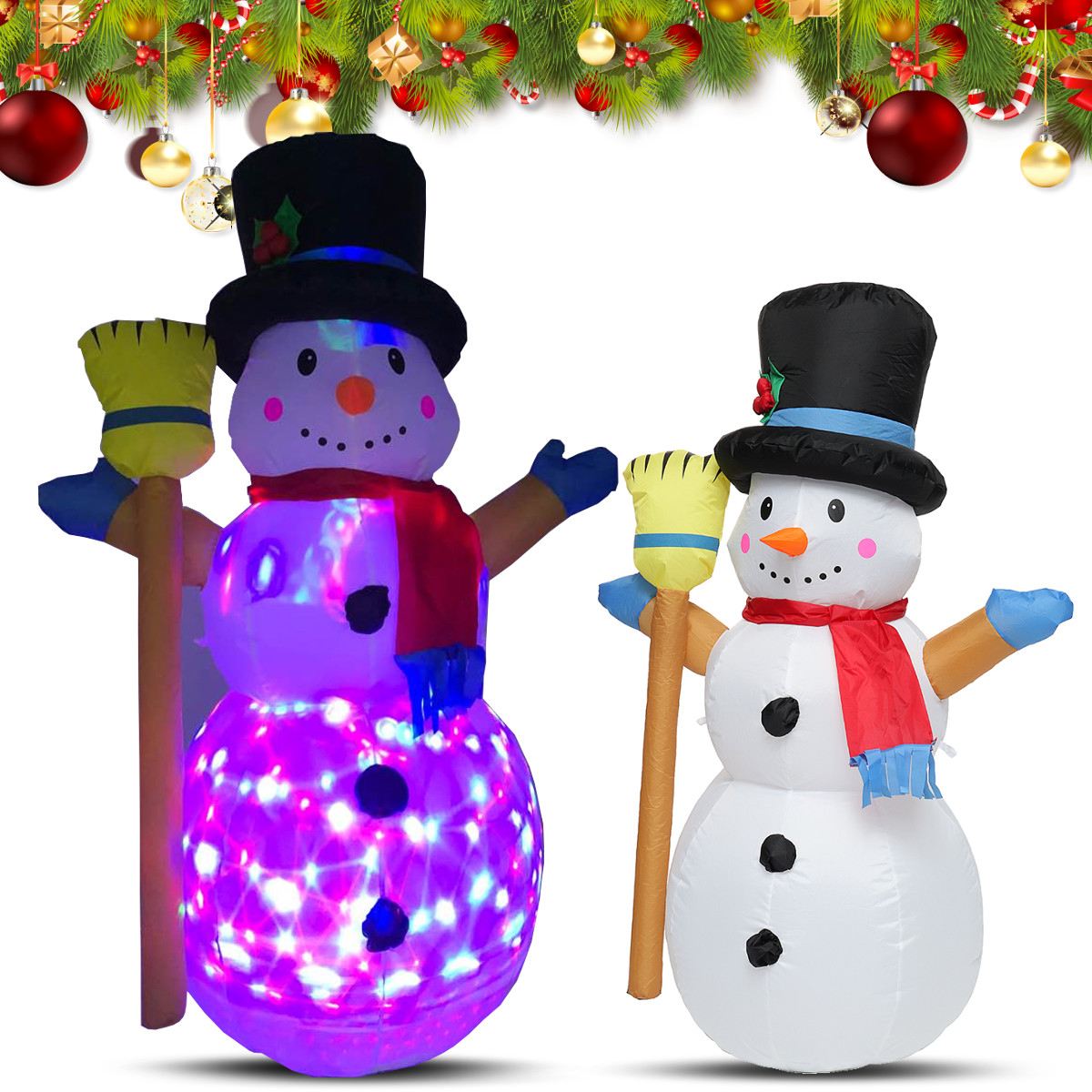 120Cm Led Verlichte Opblaasbare Sneeuwpop Opblaasbare Speelgoed Indoor Outdoor Kerstmis Nieuwjaar Party Ornament Decor + Luchtpomp
