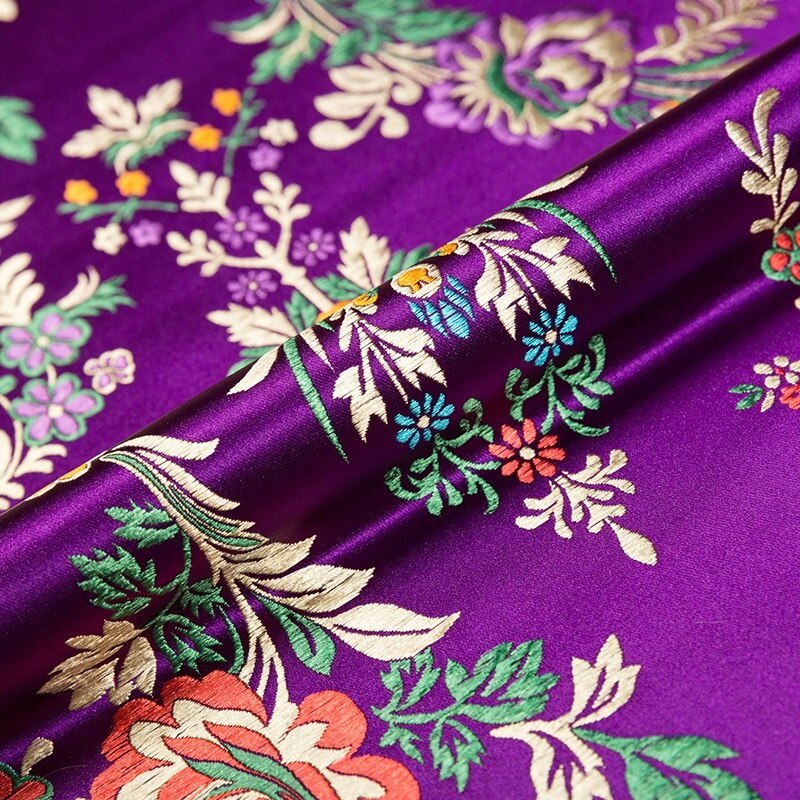 Bloem Satijn Stoffen Brokaat Jacquard Patroon Jurk Stof Rood Voor Naaien Cheongsam En Kimono Materiaal Voor Diy: ziluolan