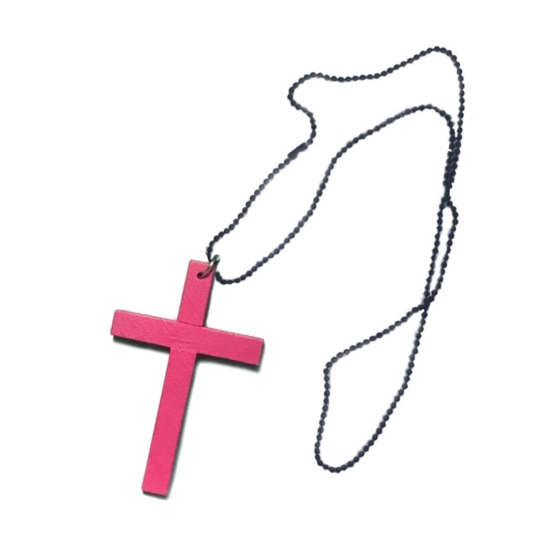 XX9B Houten Kruis Hangers Ketting Natuurlijke Houten Kruis Ambachten Sieraden Projecten Decor: rose Red