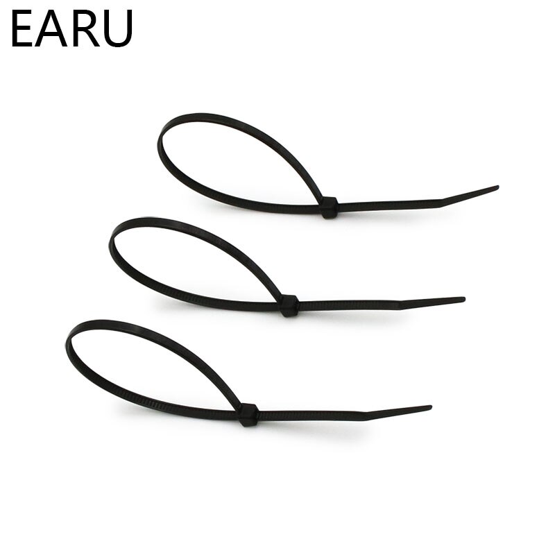 Plastic Nylon Draad Cable Zip Ties Zelfsluitende Kabelbinders 100 Stuks Zwart Wit Kabelbinders Vast Loop Tie organiser Fasten Kabel