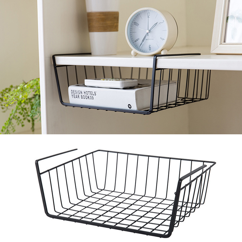 Metall hengende kurv for kjøkkenskap nedre hylle partisjon oppbevaringsstativ garderobe organizer skap skap hengende stativ