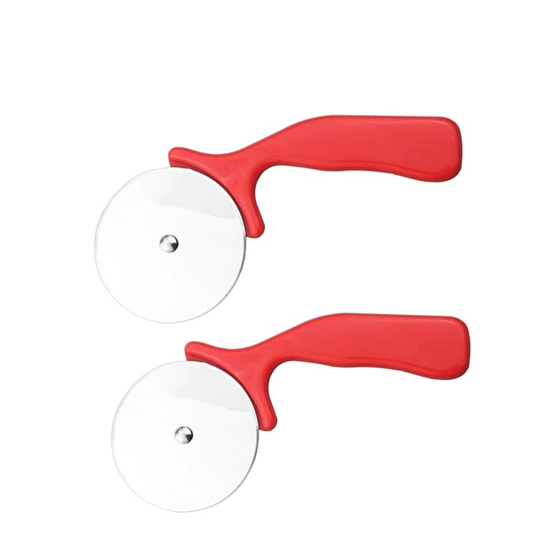 Pizza Cutter Wheel Stainless Steel Plastic Long Handle Roller Pizza Chopper Slicer Kitchen Gadget Pizza Cutter Knives: 2Pcs