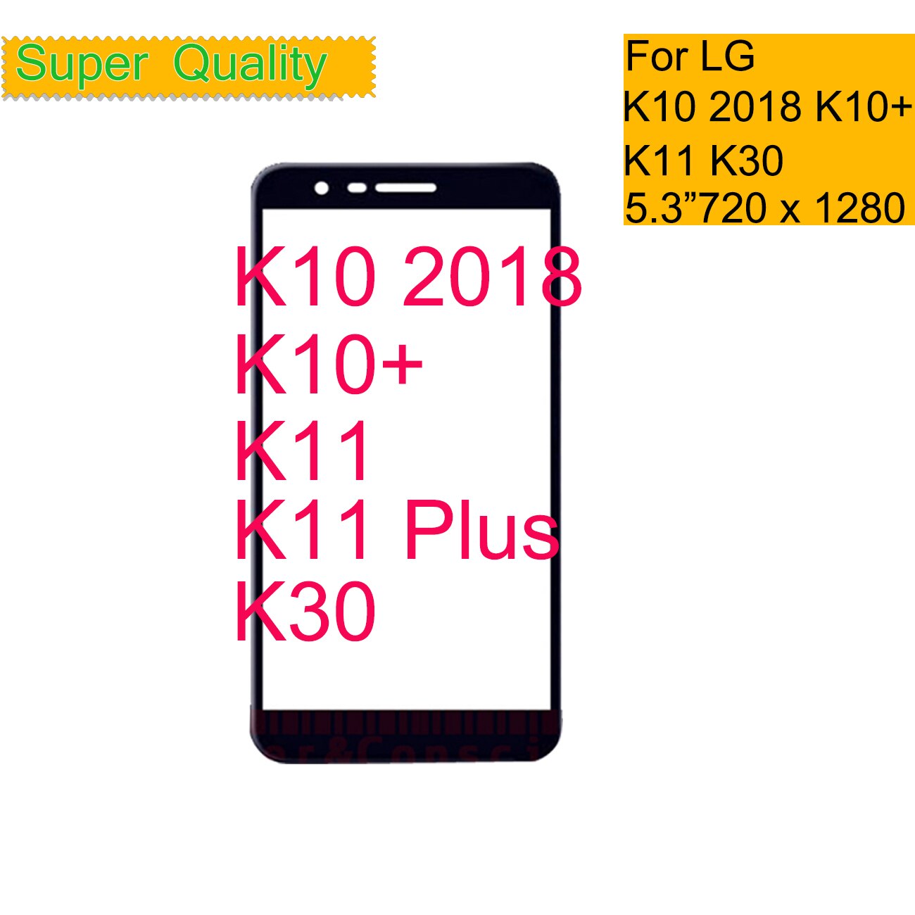 10 unids/lote para LG K10 K11 K10 + K11 más K30 X4 + X4 pantalla táctil frente de Panel de vidrio lente de Cristal exterior frontal K10 cristal LCD