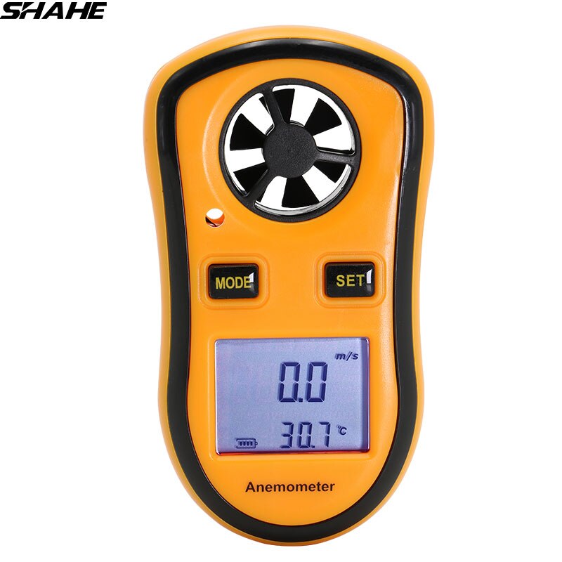 Shahe Digitale Anemometer Wind Meter 30 M/s Lcd Hand-Held Thermometer Temperatuur Meter-10-45C Met Lcd Backlight Display