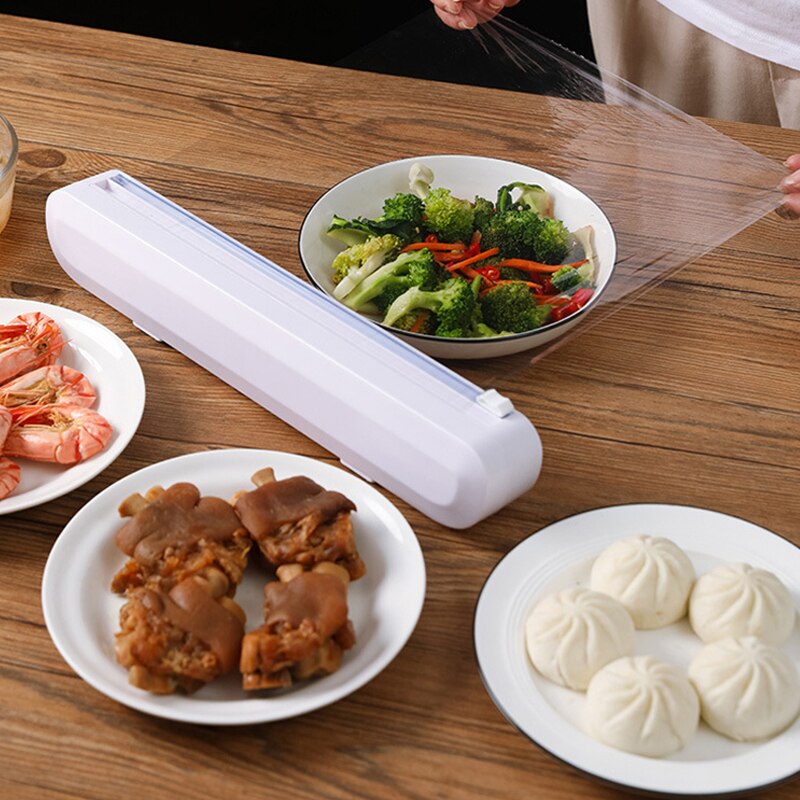 Envoltorio de plástico para alimentos de muebles cortadora de película de papel de aluminio de cocina dispensador de Film de plástico con copa de succión herramienta de cocina
