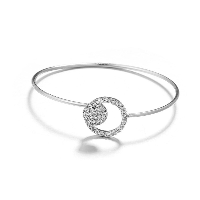 4 pçs/set lua redonda crytal pulseira abertura prateado geométrica corrente pulseira conjunto moda feminina jóias