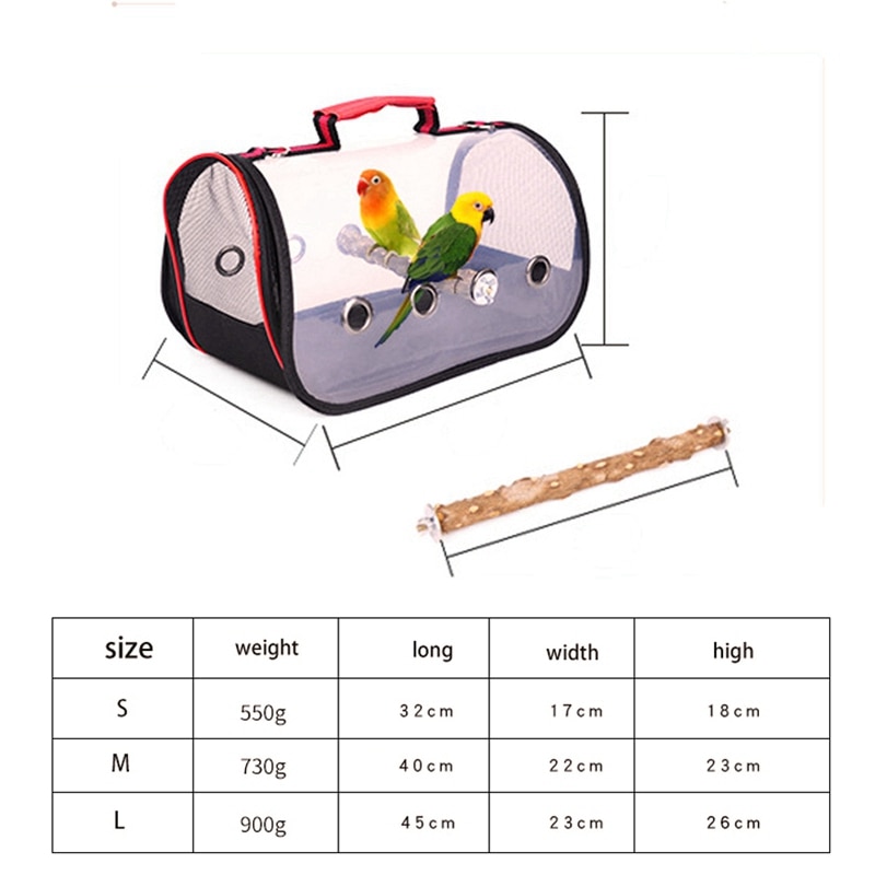Outdoor Bird Transport Cage Bird Travel Carrier Breathable Space Parrot Go Out Backpack Multi-functional Bird Carrier With Perch