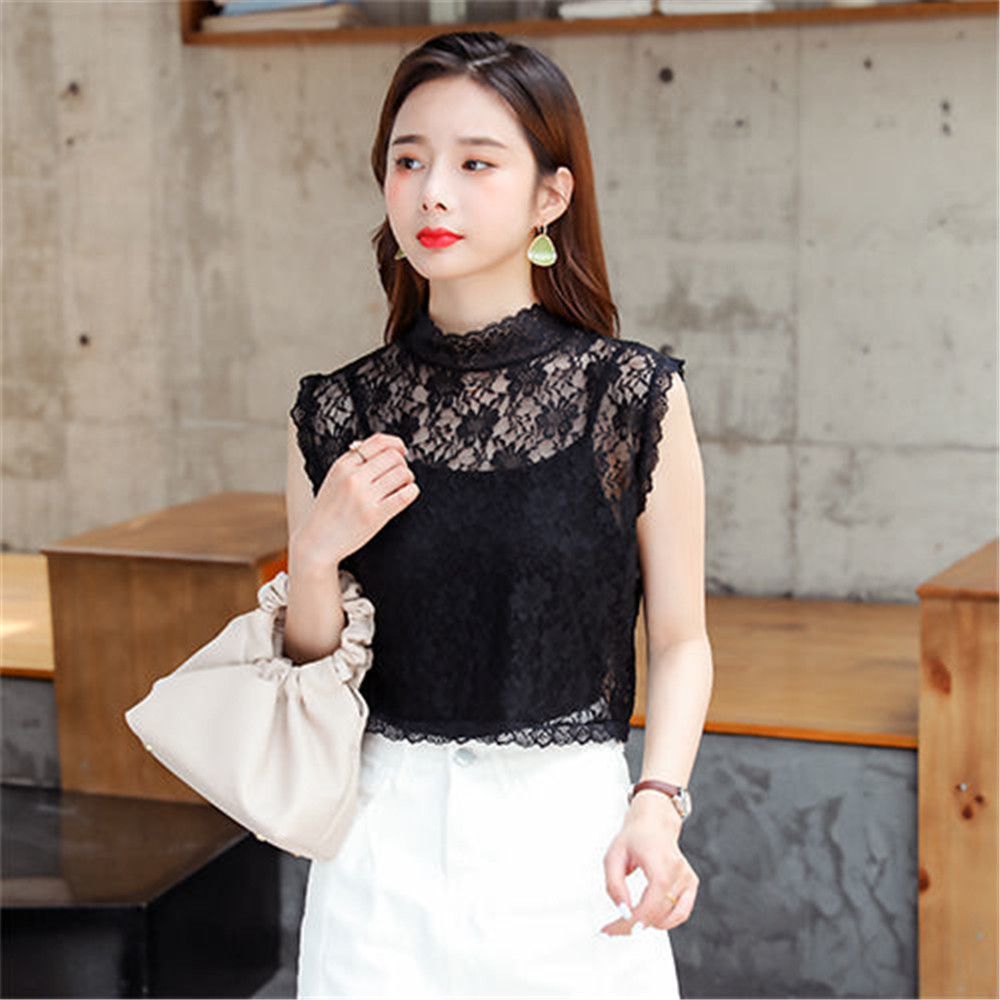 Chemisier Vintage à faux col en dentelle pour femmes, chemise Simple à la , faux cravate à revers, accessoire de vêtements