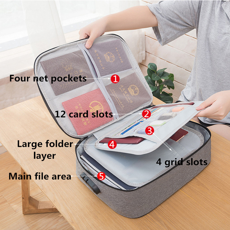 Waterproof Storage Document Bag Portable Household Certificate Finishing Pouch Travel Business Trip Organizer Case Accessories