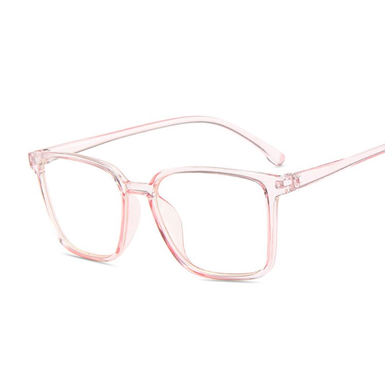 Retro Vintage Glasses Women Clear Lens Square Nerd Glass Frame Attractive Party Eyewear Selfie Pose Lady Soild Glasses: Trans Pink