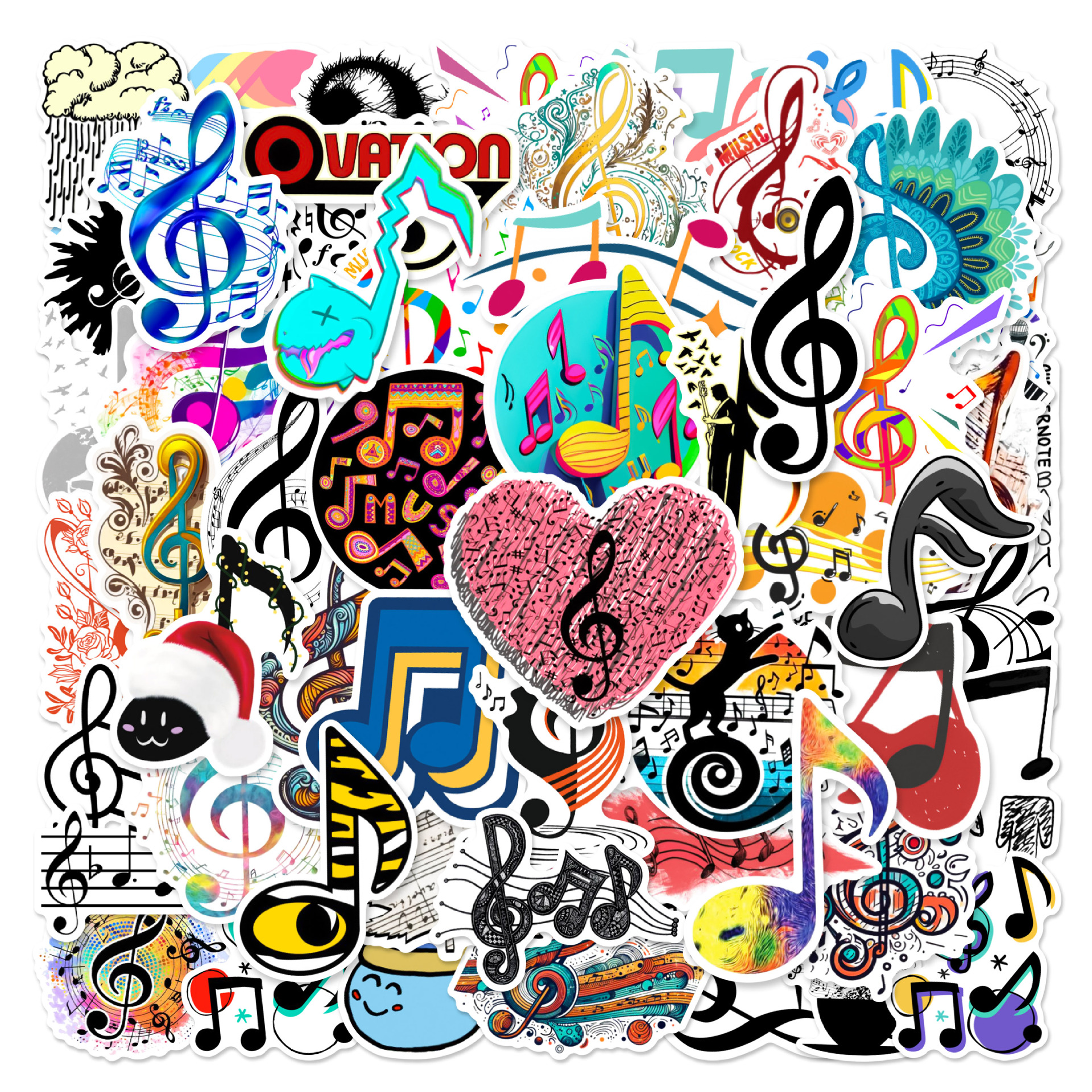 10/30/60 Uds. Pegatinas de grafiti de notas musicales divertidas calcomanía de dibujos animados DIY Scrapbooking portátil maleta para guitarra monopatín juguete para niños