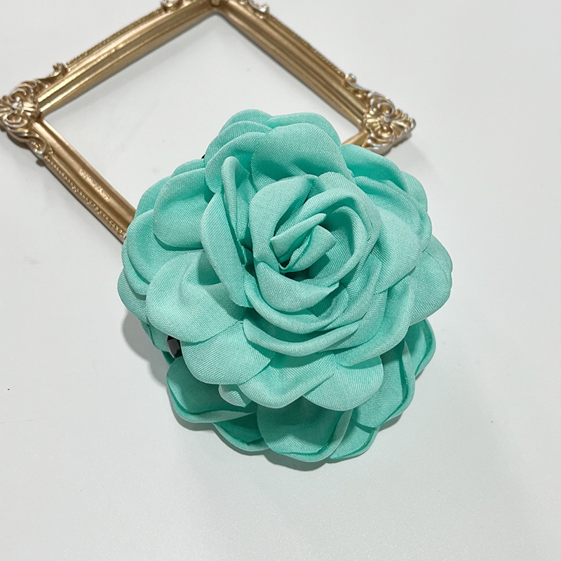 Pinzas en forma de garra para el pelo con forma de rosa de tela francesa para mujeres y niñas, pasador, horquillas, pinzas para el pelo, accesorios para el cabello,: Oro