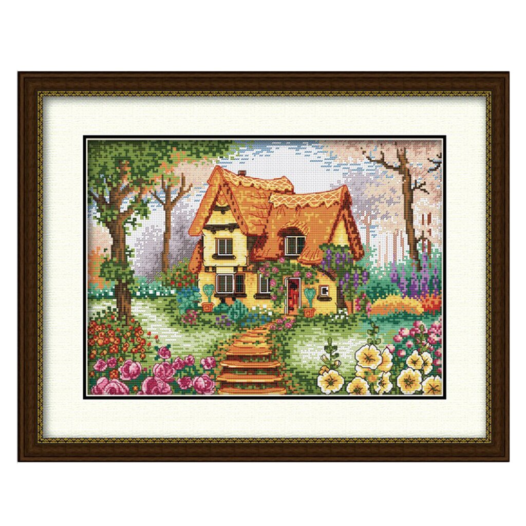 11CT Stamped Cross Stitch Kits Sew Patterns Cross-Stitch Pattern Beautiful House