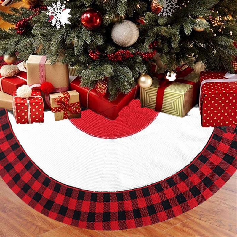 122cm røde bøffel plaid juletræ nederdel juletræ nederdel julepynt til hjemmets år dekoration: Default Title