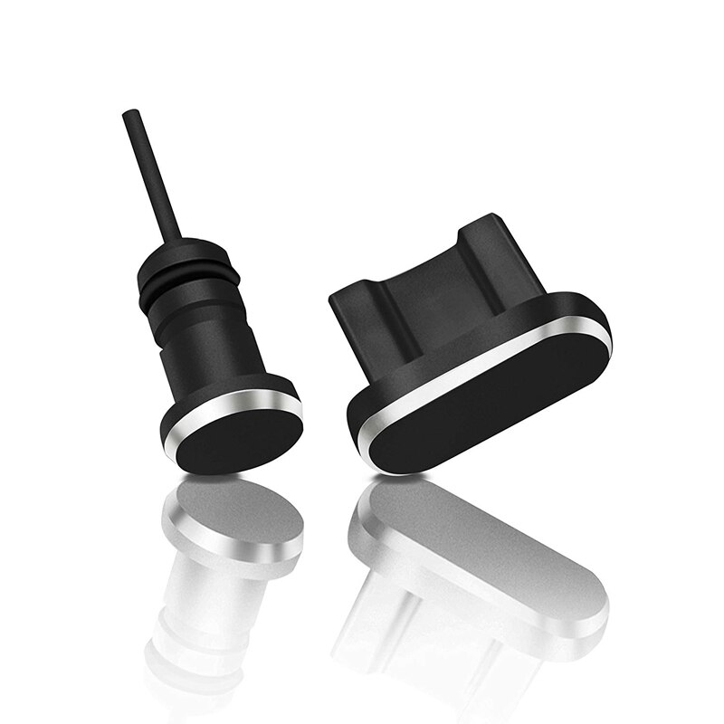 Juego de 2 unids/set de puerto de carga de Metal + puerto para auriculares, repuesto de enchufe antipolvo para teléfono móvil Android, tapón para auriculares de 3,5mm, novedad