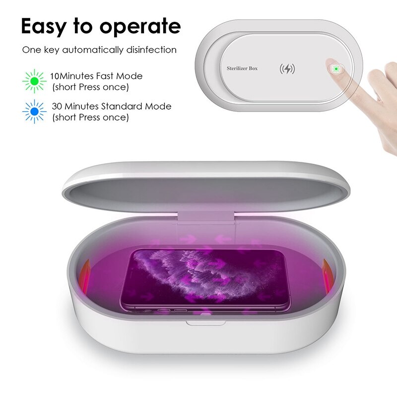 2 in 1 Handy Drahtlose Lade Desinfektion Box LED UV-Box Desinfektion Box für Telefon Zahnbürste