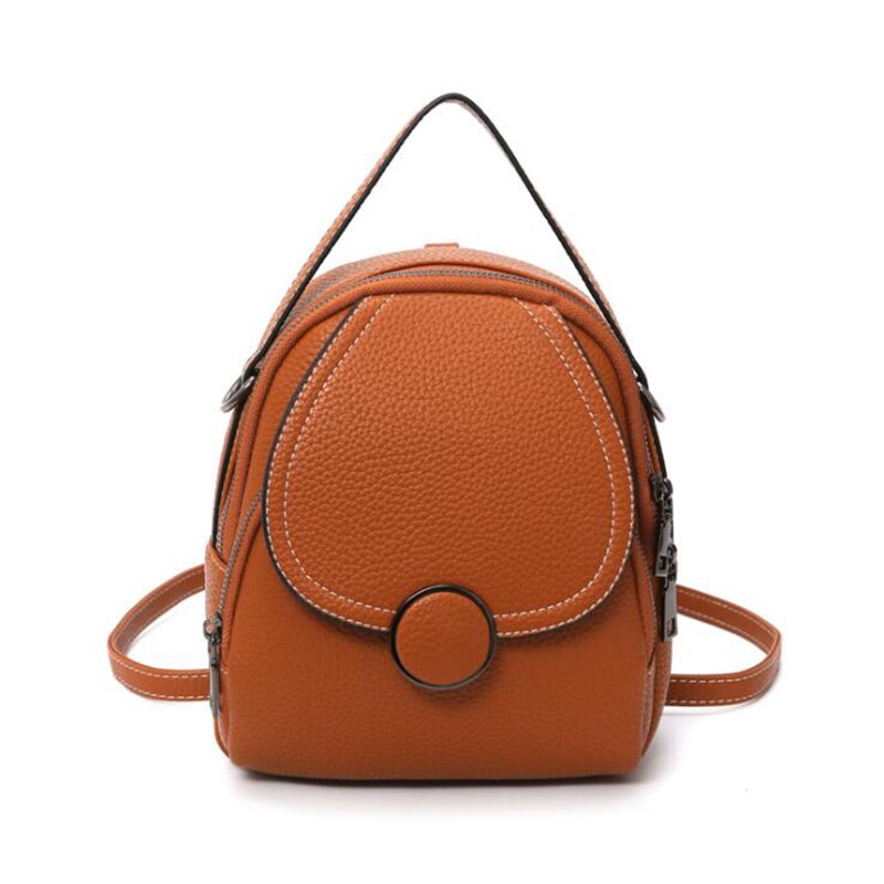 Mode Vrouwen Leren Rugzak Mini Soft Touch Multifunctionele Kleine Rugzak Vrouwelijke Dames Schoudertas: brown