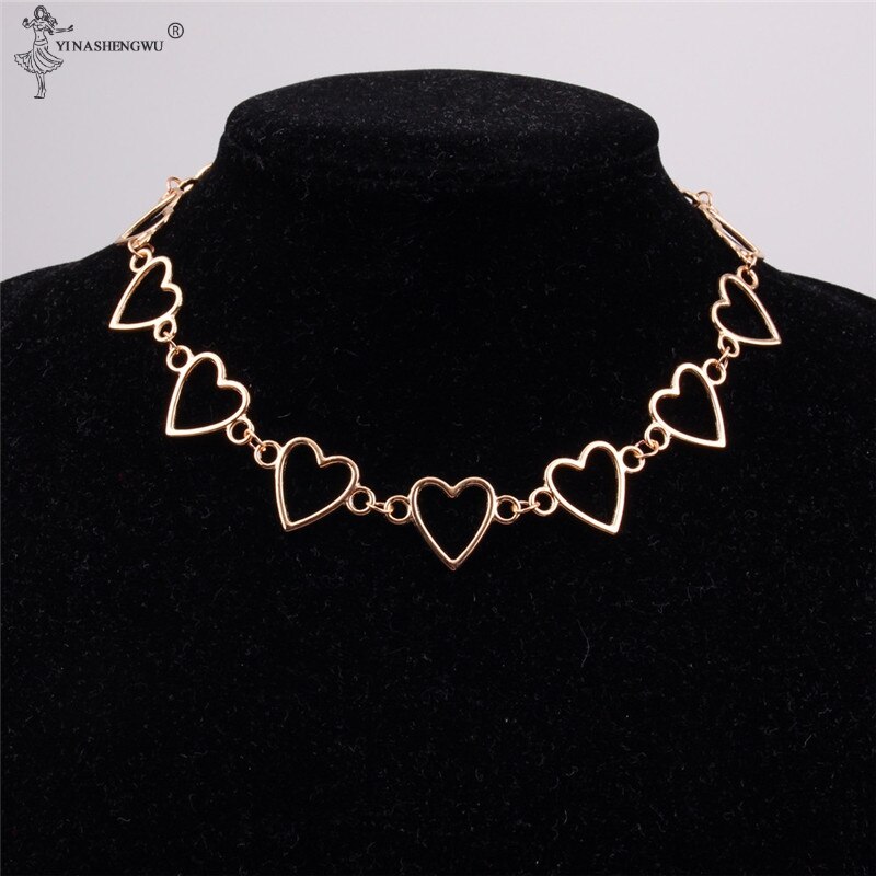 Kettingen voor vrouwen hartvormige ketting prikkeldraad ketting accessoires sleutelbeenketting gothic populaire sieraden: Gouden ketting