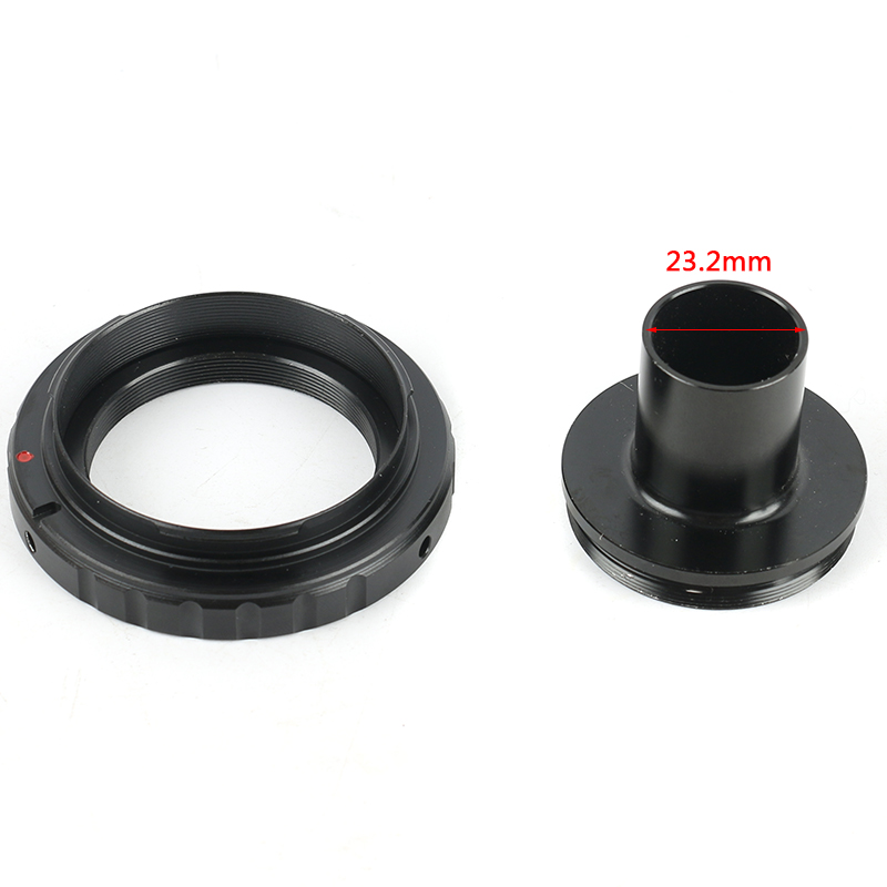 Biological Microscope Mount Adapter (T-mount ) + T2 Lens Adaptor Ring 23.2mm Eyepiece Ports For Canon Nikon EOS SLR Camera