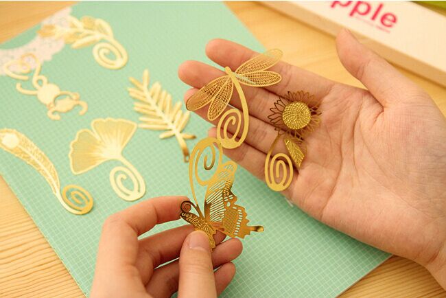1 Uds. Marcapáginas bonitos Kawaii dorados y animales, marcapáginas creativos de Metal para libros, productos creativos de papel, papelería