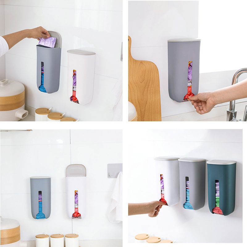 Organizzatore porta sacchetti di plastica da cucina, contenitore per sacchetti della spazzatura da appendere alla parete, contenitore per sacchetti della spazzatura da bagno, distributore per secchi, accessorio da cucina