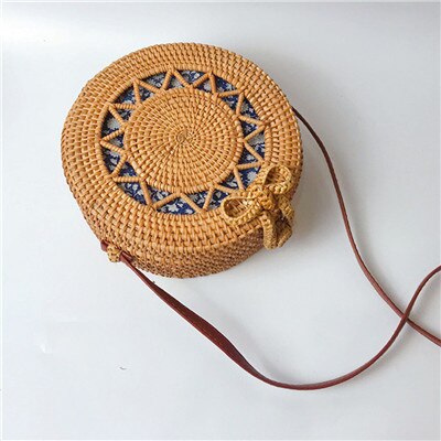 Women Vintage Beach Straw Bag Ladies Handmade Woven Rattan Messenger Handbag Summer Bali Bohemian Crossbody Shoulder Bags: B