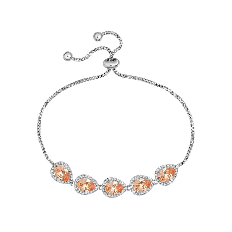 Weimanjingdian marken-armbänder für #39 , birnenförmig geschliffene, farbige zirkonia, Ideal für hochzeiten und als brautschmuck: Silber rosa
