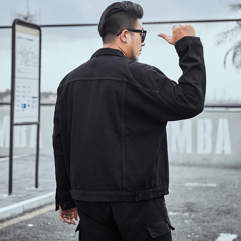 plus size M-8XL denim jacket men autumn and winter loose long sleeve denim jacket for men