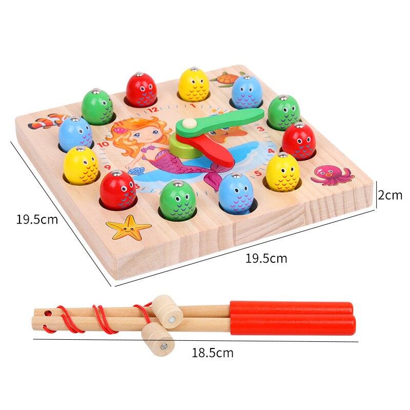 freundlicher Holz Puzzle draussen Spielzeug Baby Art Baby Puzzle Magnetische Digitale Uhr Zwei in Einem freundlicher Magnetischen Angeln Spielzeug