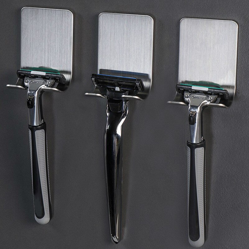Vægmonteret barberkniv rustfrit stål holder til mænds barbermaskine holder barbermaskiner holder væg klæbemiddel opbevaringskrog køkkenbøjle