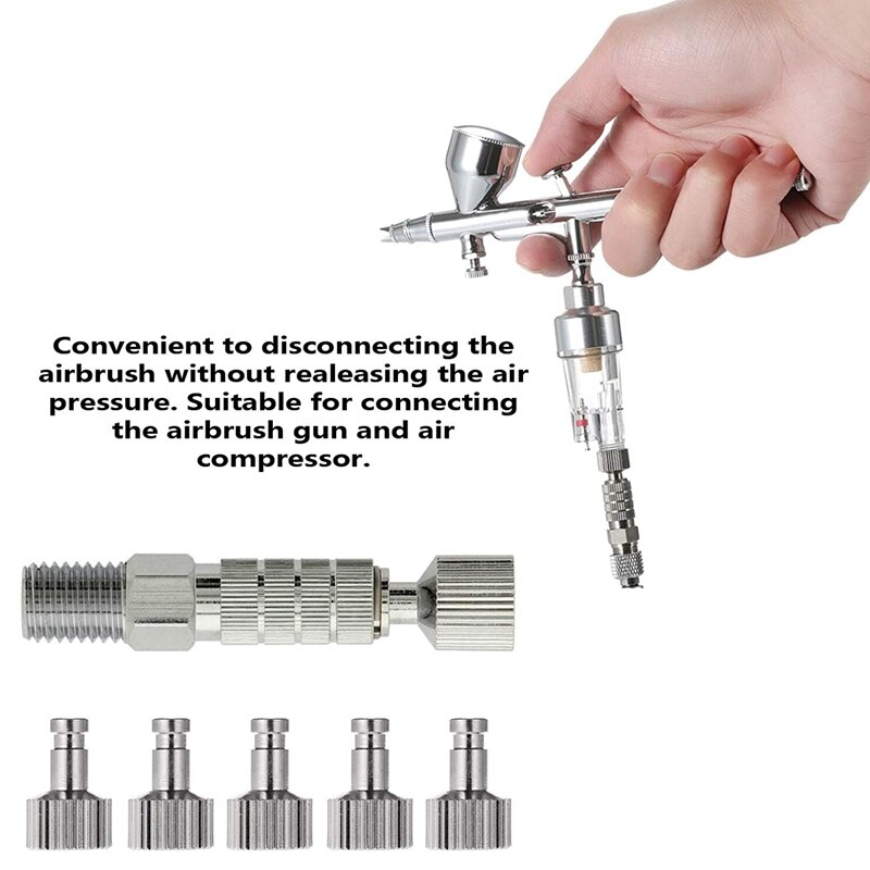 Aérographe à déconnexion rapide, raccord de coupleur rapide avec 5 raccords mâles, jeu d'accouplement mâle et femelle BSP de 1/8 pouces