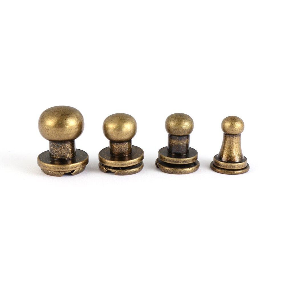 10Pcs/Pack Monk Head Screws Leather Craft Belt Wallet Solid Brass Nail Rivets Screws Bags Tacks Clothes Accessories