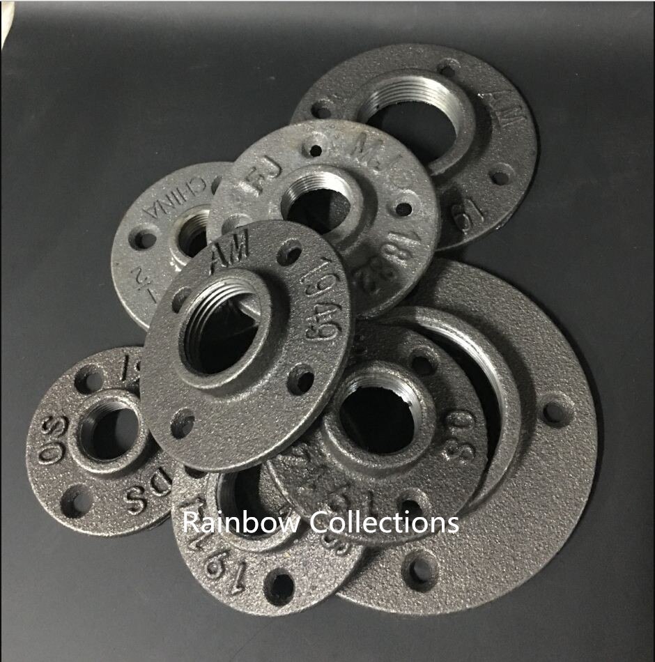 5pcs Iron Pipe Fittings Wall Mount Floor Antique Flange Piece Hardware Tool cast iron flanges hardware Accessories