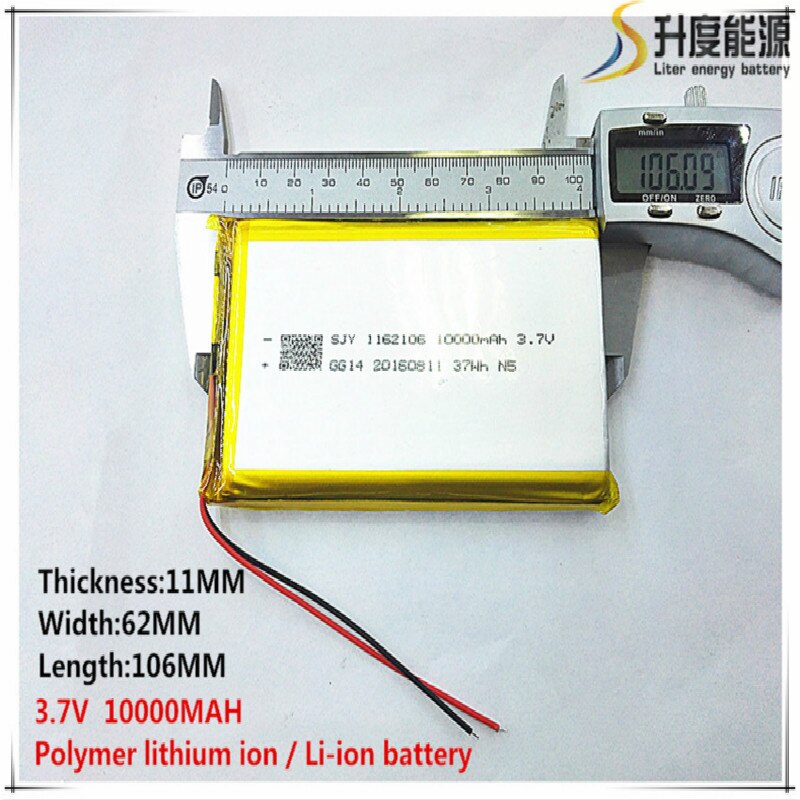 1 stks/partij 1162106 3.7 V lithium polymeer batterij 10000 mah DIY mobiele noodstroom opladen schat batterij