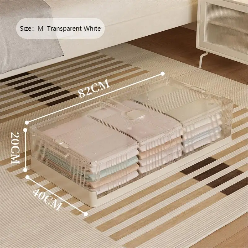 Opvouwbare Plastic Opbergdoos Met Wielen Onder Bed-Grote Capaciteit Slaapkamerkleding En Speelgoed Organizer: Army Green