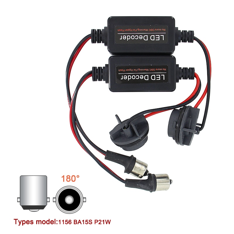 Caubus modstand 1156 p21w py21w t20 7440 7443 led blinklys dag bakgear bremse tågelygter belastning fejlfri ingen flimrende dekoder