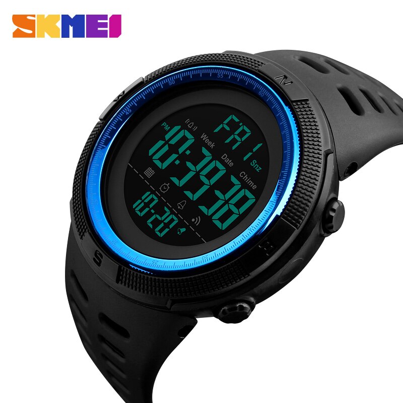 Heren Horloges Dive 50m Digitale LED Leger Sport Horloge Heren Casual Elektronica Horloges Man Klok relojes hombre SKMEI: Black Blue