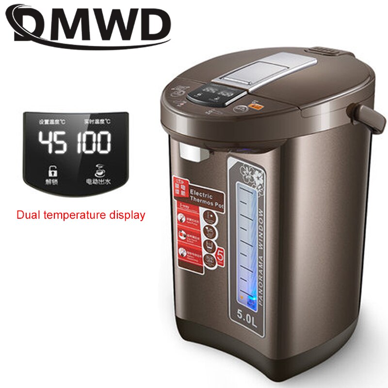 DMWD 5L Thermal Insulation Electric Kettle Stainless Steel Teapot Constant Temperature Heating Water Boiler Heater Bottle